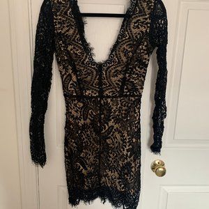 Black Lace Open Back Dress